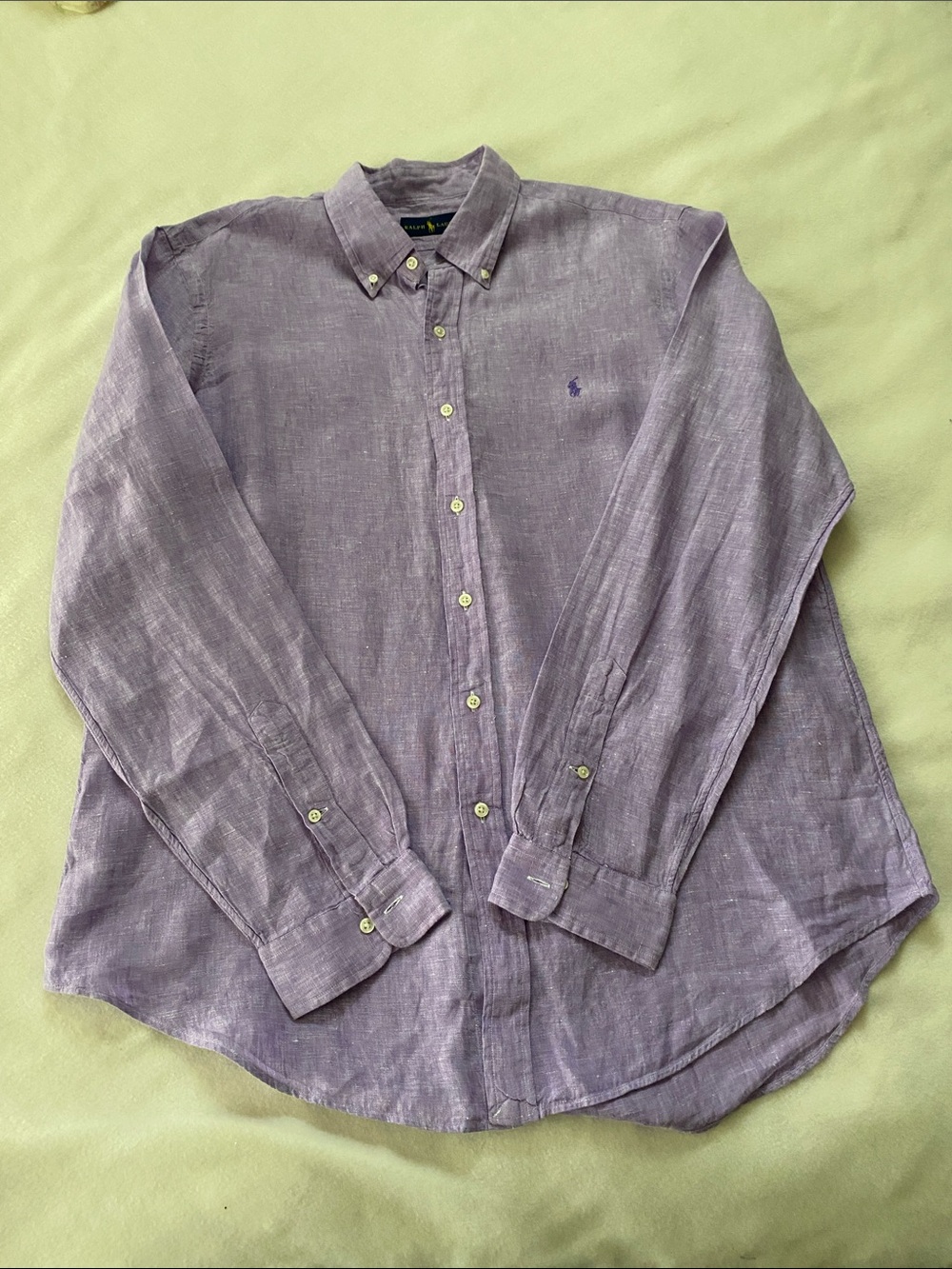 Ralph Lauren Linen Button up button down shirt extra large lavender light purple